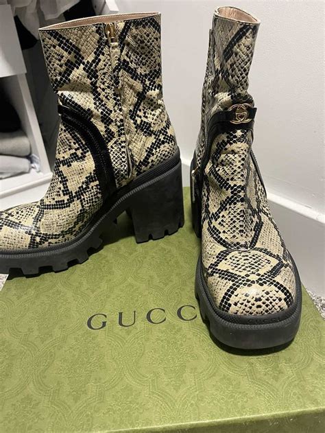 gucci snakeskin shoes gold|Gucci snakeskin boots.